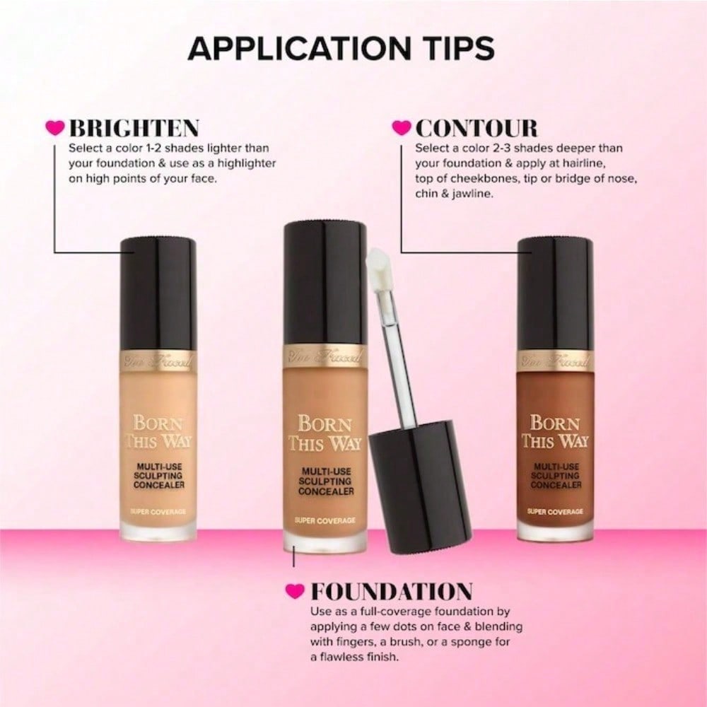 Too Faced  Mini Born This Way Super Coverage Multi-Use Concealer Graduation Birthday Holiday Summer Fall Autumn Y2K Fancy Fashion Women Brand Makeup Cosmetic Beauty Party Beach Travel Camping Outdoors School Campus Trip Festivals Decor Gift Present Rose G